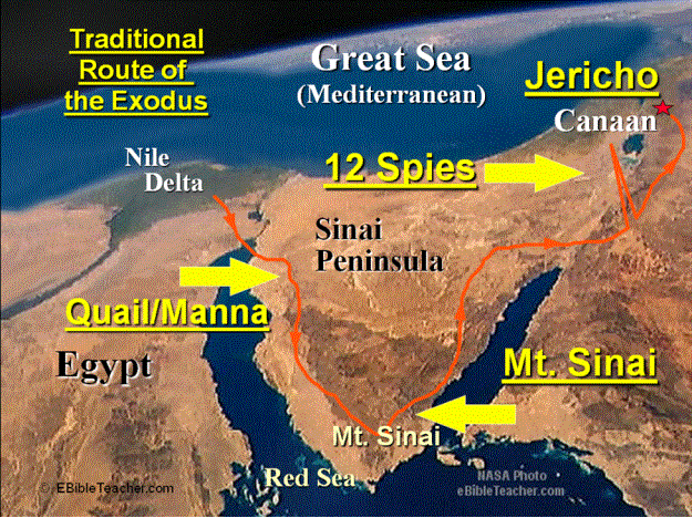 map of Israel's journeys through the wilderness