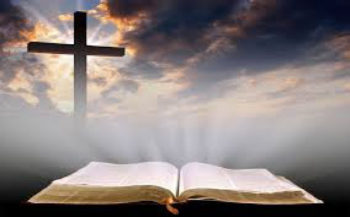 Bible and cross logo