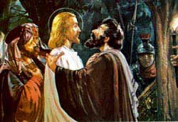 Judas betrays Jesus with a kiss