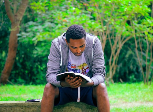 Man reading from the chronological Bible studies, using the best chronological Bible studies format