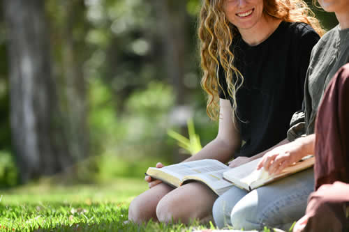 couple studying the chronological Bible together